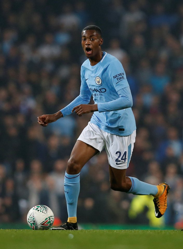 Manchester City's Tosin Adarabioyo playing soccer.