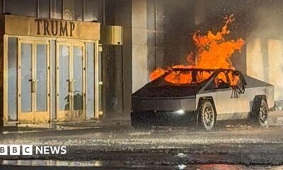 Cybertruck filled with fuel and fireworks explodes at Trump's Las Vegas hotel