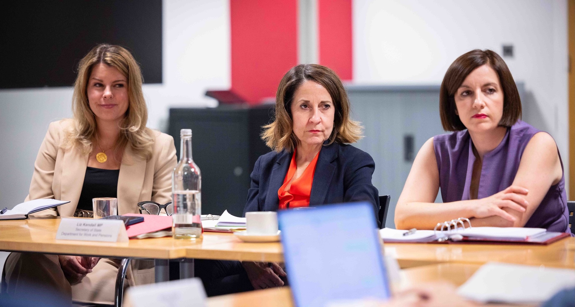 A meeting of the child poverty taskforce. From left to right: Mayor of the North East Kim McGuinness, work and pensions secretary Liz Kendall and education secretary Bridget Phillippson.