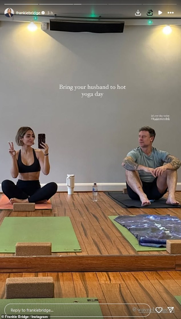 Wayne Bridge has brushed off his recent drama by enjoying a hot yoga session with his wife Frankie - after dropping out of a fight against YouTuber KSI over his jibes about John Terry