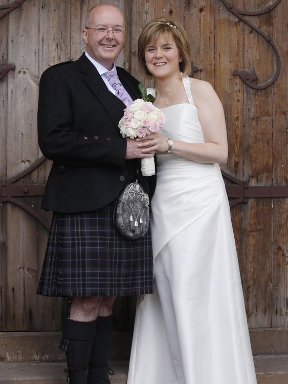 Nicola Sturgeon with her new husband Peter Murrell following their wedding service at the Oran Mor in Glasgow in  2010.
Pic PA