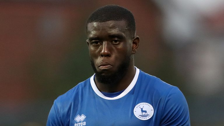 Chris Wreh of Hartlepool United during the Vanarama National League match between Hartlepool United and Rochdale at Victoria Park, Hartlepool on Saturday 28th October 2023.

28 Oct 2023